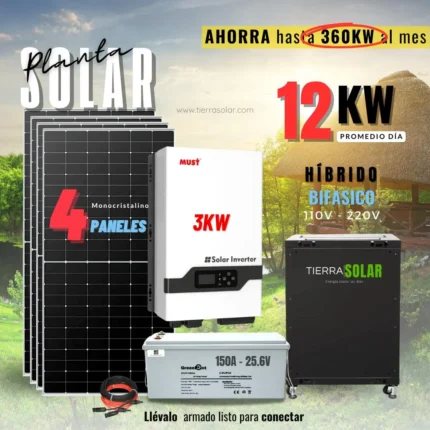 Kit SOLAR 12KW Día Bifásico 110-220V